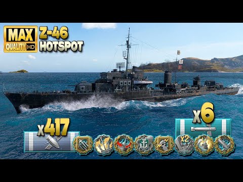 Destroyer Z-46: Hot game on map Hotspot - World of Warships