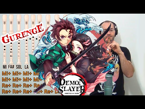 Demon Slayer - Gurenge - Recorder Tutorial with notes