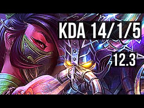 AKALI vs KASSADIN (MID) | 14/1/5, 900+ games, Legendary | NA Master | 12.3