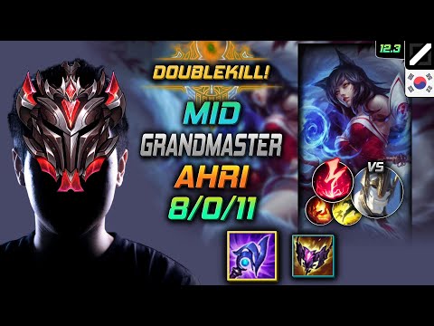 GrandMaster Ahri Mid vs Galio - 천상계 미드 아리 루덴 감전 - LOL KR 12.3
