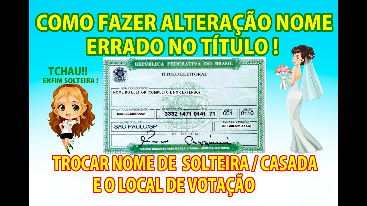 COMO ALTERAR NOME ERRADO NO TÍTULO,  NOME DE SOLTEIRA PARA O DE CASADA E TROCAR LOCAL DE VOTAÇÃO.