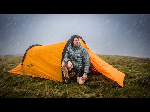 CAMPING in HEAVY RAIN - Forced to SHELTER in Mountain Rainstorm