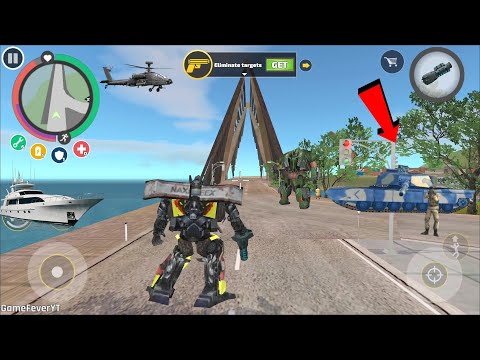 Rope Hero: Vice Town (Transformer Capture River Bridge) Green Car Robot Fight - Android Gameplay HD