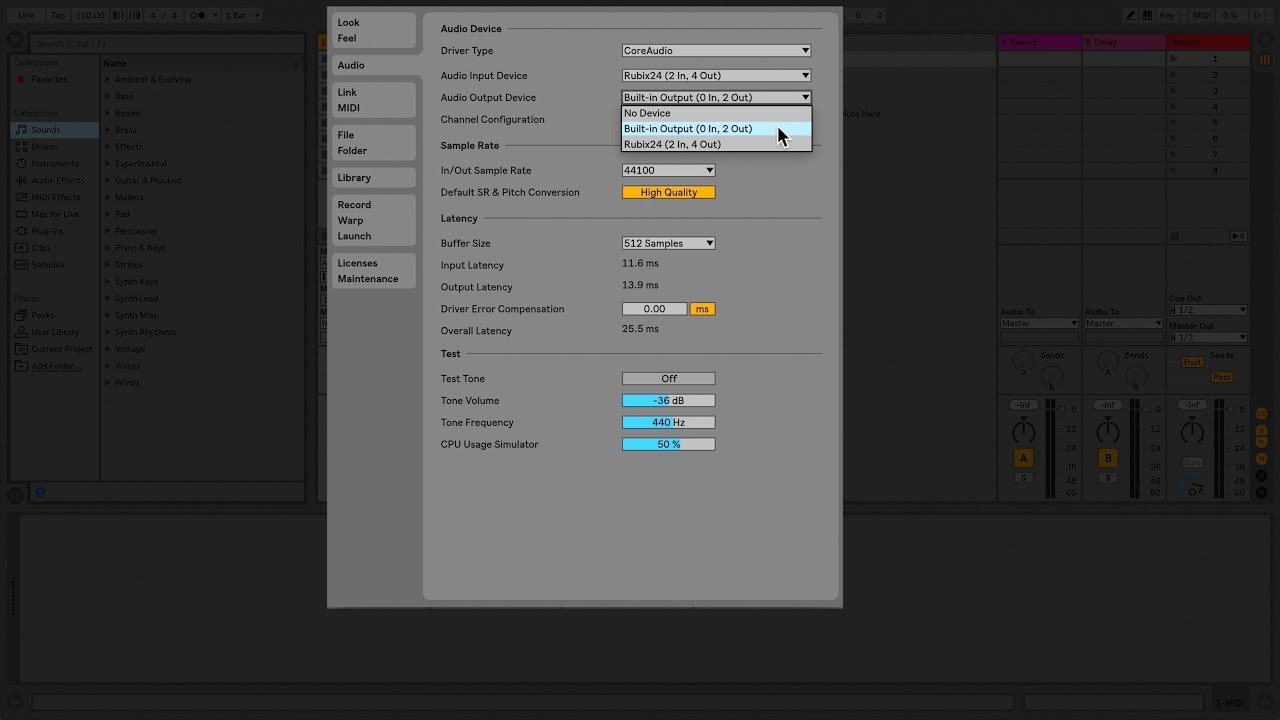Setting up an audio interface