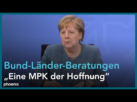 Angela Merkel, Markus Söder und Michael Müller zur Ministerpräsidentenkonferenz