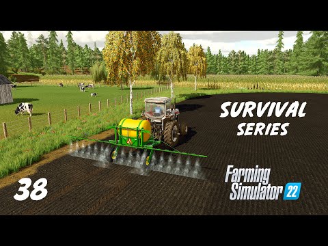 Corn Harvest for the Fish Farm and Grass Work on Survival Series Episode 38 (FS22)