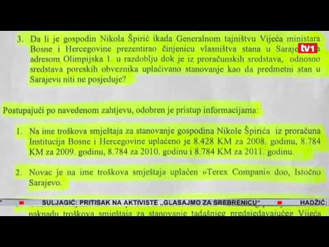 Špirić tvrdi da nema, a posjeduje stan - Dnevnik TV1 20.06.2012.