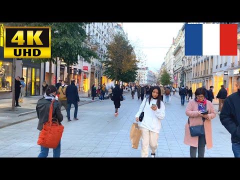 WALKING Tour FRANCE, Walk to BELLECOUR, Lyon 4k tour, old building, FRANCE Tour, TRAVEL CHANNEL