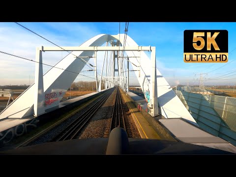 [5K] Railway bridge with longest span: Zandhazenbrug: Almere - Amsterdam CABVIEW HOLLAND 31jan 2021