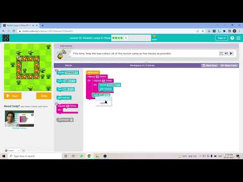 L12-5 |Code.org | Express-2021 | Lesson 12: Nested Loops in Maze | level 5