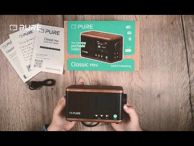 Kompakte Pure Classic Mini Radio Schwarz Kaffee Walnuss video