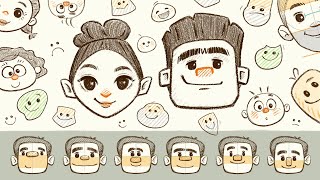 How To Draw Cartoon Faces- Step by step tutorial- Shapes. Expressions. Proportions. Age