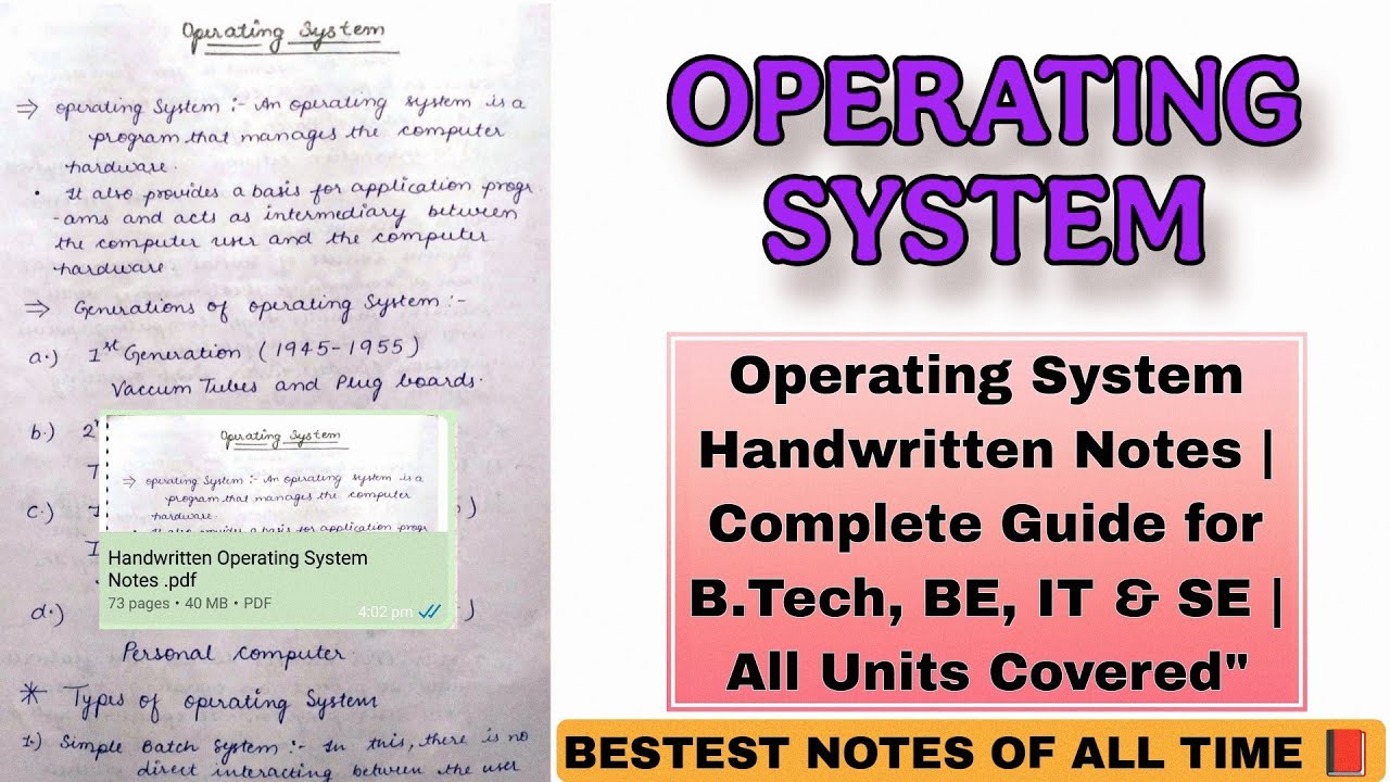 Operating System (OS) | Complete Operating System Notes | Handwritten OS Notes for BCA & B.Tech