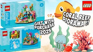 YouTube thumbnail: FREE LEGO 2025 Coral Reef Diorama ⁉️ BEST GWP EVER ⁉️(#40783) Everything you NEED to know‼️