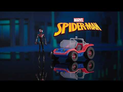 Marvel Spider-Man Spider-Mobile 6-Inch-Scale Vehicle and Miles Morales Action Figure, Marvel Toys for Kids Ages 4 and Up thumbnail