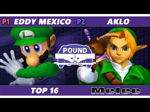 Pound 2021 Top 16 - Eddy Mexico (Luigi) Vs. Aklo (Link) SSBM Melee Tournament