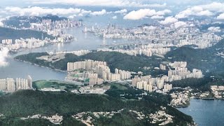 Dawn flight arrival in Kong Kong 香港 : lovely views - sky, islands, city ...