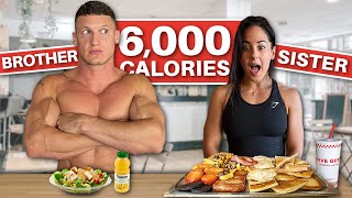 My sister tries my BULKING DIET *6,000 CALORIES*