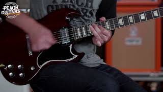 Video thumbnail for Gibson Custom '61 Les Paul SG Standard Reissue Stop Bar VOS Cherry Red by The Peach Boutique