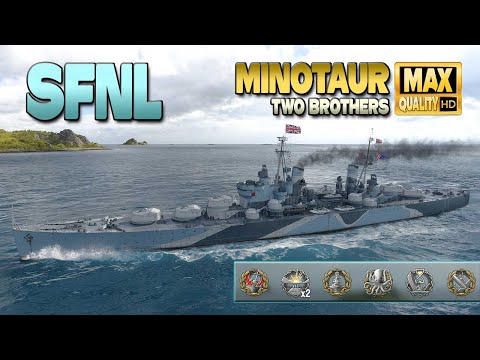 Cruiser Minotaur: Top player "SFNL" on map Two Brothers - World of Warships