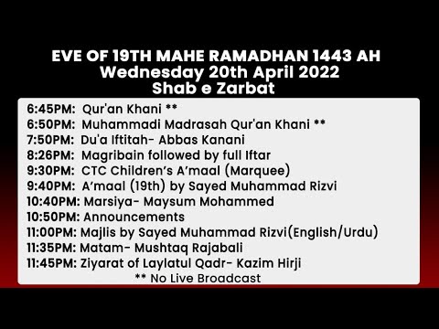 Eve 19th Shahr Ramadhan 1443 - Sayed Muhammed Rizvi