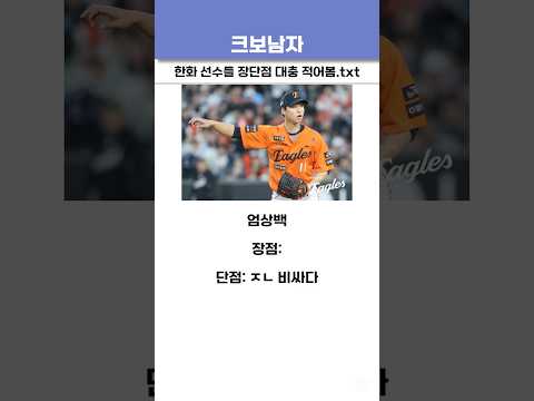 한화 투수 선수들 장단점 대충 적어봄