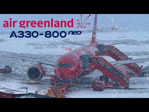 🇬🇱 Nuuk - Copenhagen 🇩🇰  Air Greenland Airbus A330neo [FULL FLIGHT REPORT] Snowy landing