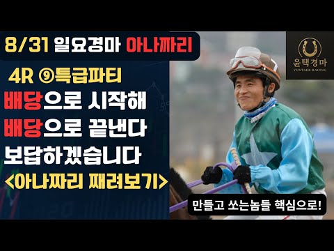 8/31일요-윤택-경마 아나짜리 8월의 마지막 아듀! 배당으로 대동단결