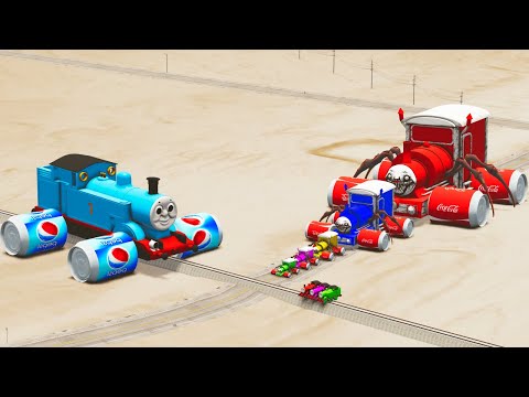 Choo Choo Charles Train Cola Wheels Vs Soda Wheels Thomas the Tank Engine - BeamNG.Drive