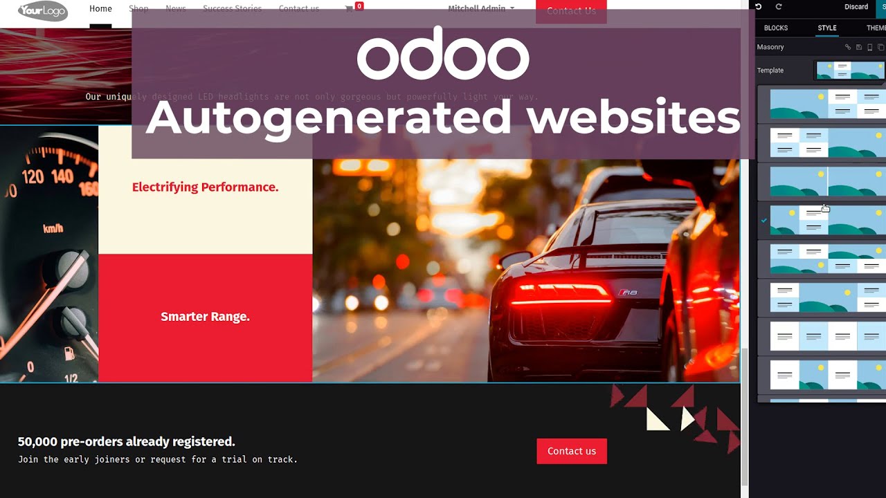 Autogenerated websites with the best open-source website builder - Odoo Website