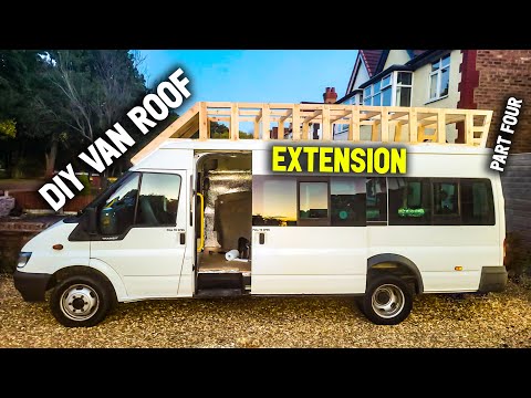 DIY Camper Conversion | roof extension 4 | diy hightop roof  fibreglass van roof  Van Build Ep.12!!!