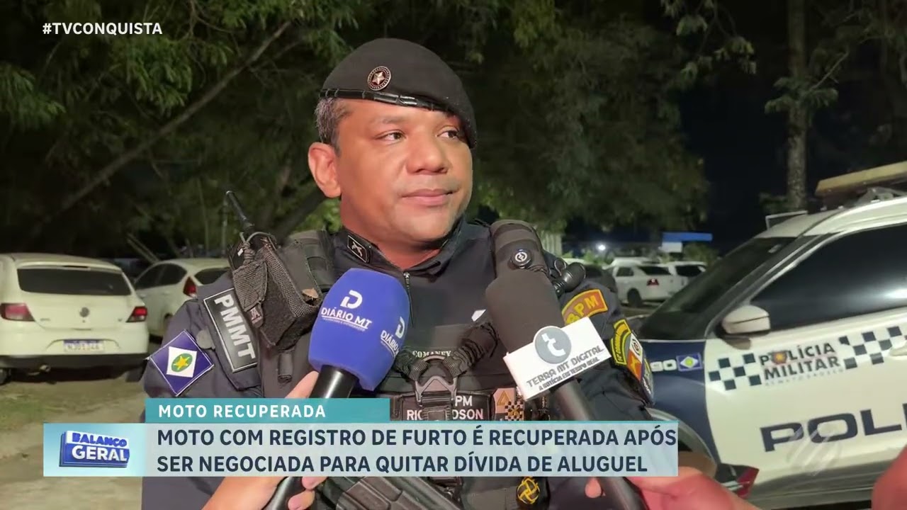 PM recupera moto furtada em Lucas do Rio Verde; envolvidos são levados à delegacia