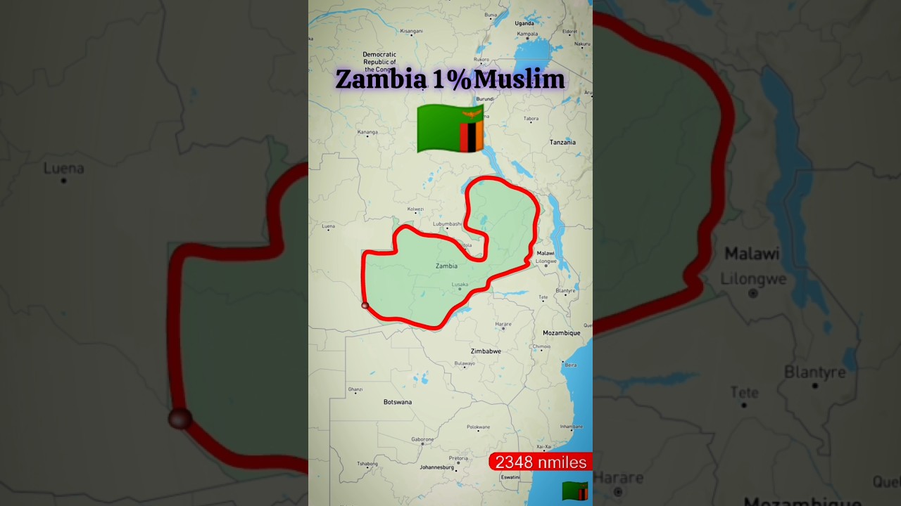 Zambia full location map 1%muslim Zambia country #zambia #locationmap #map