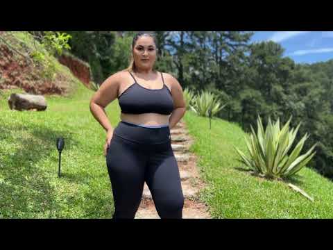 Conjunto Fitness Top e Calça Legging Preto Detalhe