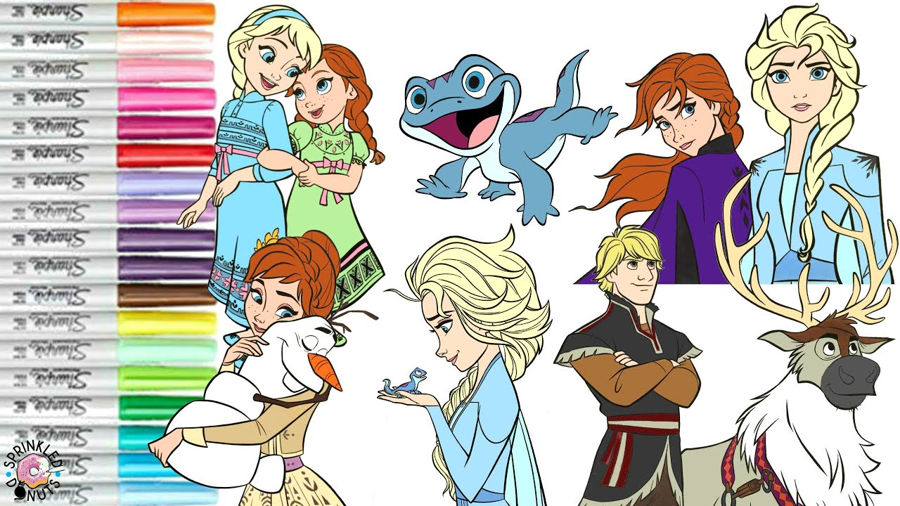 Disney Frozen 2 Coloring Book Compilation Anna Elsa Kristoff Sven Olaf and Bruni