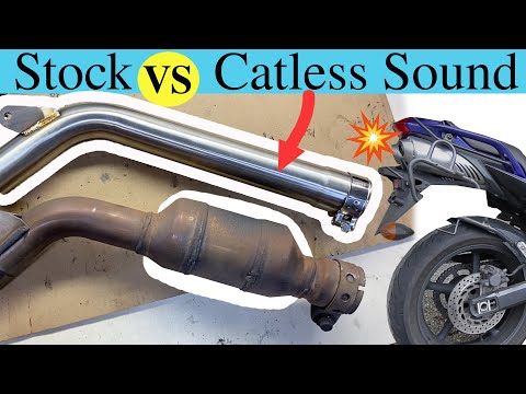 Catless Midpipe FZ6 Exhaust Sound + Fly by