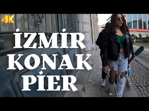 IZMİR TURQUIA 2023 Konak Pier Mall, Passport Port 15 de janeiro Passeio a pé | 4K ULTRA HD 60FPS
