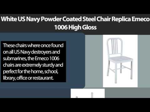 White US Navy Powder Coated Steel Chair Replica Emeco 1006 High Gloss