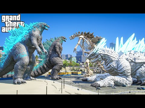 Godzilla, Legendary Godzilla vs Titanus Shimo, Skeleton Godzilla - One More Battle ( GTA V Mods )