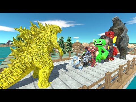 Godzilla Yellow vs Boxy Boo PYRAMID DEATH RUN - Animal Revolt Battle Simulator