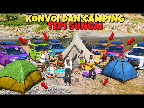 Konvoi Dan Camping Pake Mobil Toyota Alphard di Tepi Sungai - GTA 5 MOD