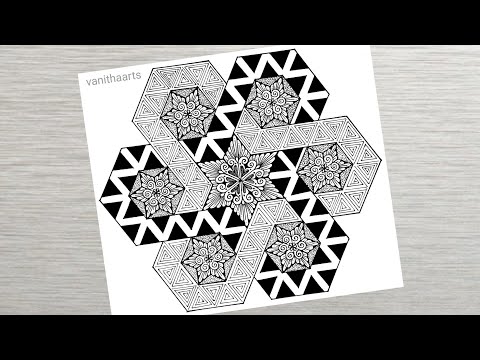 How to draw Geometric Mandala Art for Beginner Step by Step Tutorial triquetra design vanithaarts