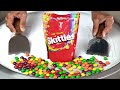 Skittles Ice Cream Rolls ASMR Satisfying Sounds How To Make Skittles Ice Cream With Colorful Candy