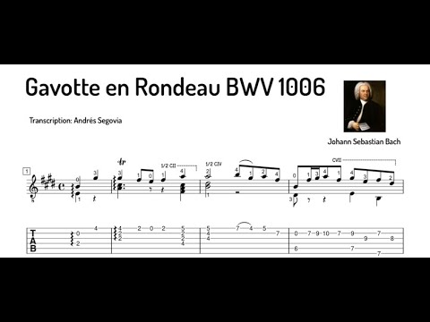 J.S.Bach - Gavotte en Rondeau BWV 1006 - Transcription: Andrés Segovia - Tabs/Sheet Music