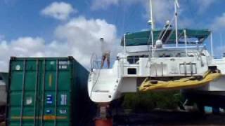 Andreas washes the deck on African Innovation