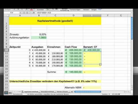 Investitionsrechnung: Kapitalwert mit Excel