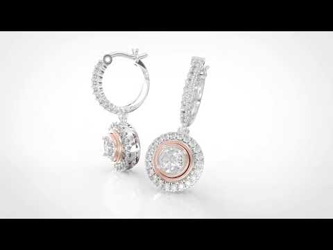 Fifth and Fine 1/2 CTTW Diamond Halo Drop Earrings in Sterling Silver and 10K Gold - Second Medium