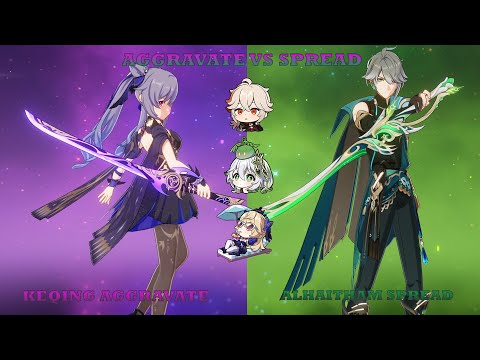 Keqing Aggravate And Alhaitham Spread Vs Asimon 3.6 Comparison