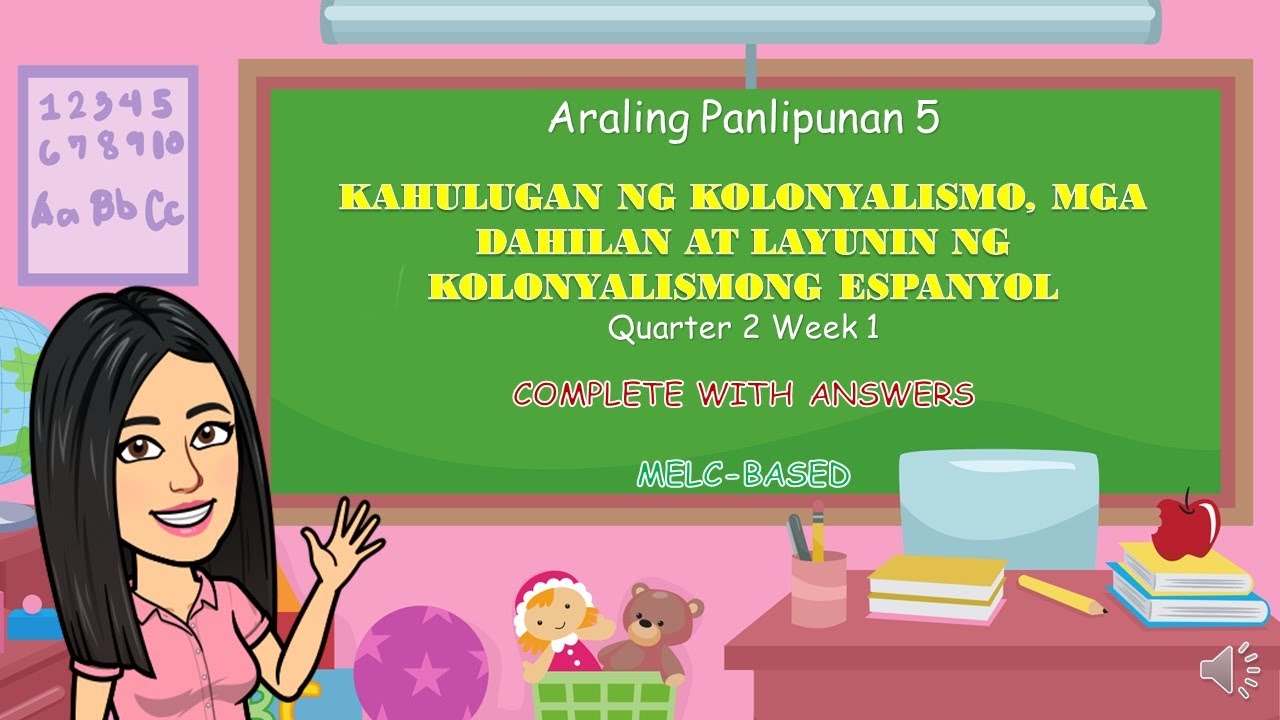 Putar video AP5 | Quarter2 Week1 | Kahulugan ng Kolonyalismo, mga Dahilan at Layunin ng Kolonyalismong Espanyol sekarang AP5 | Quarter2 Week1 | Kahulugan ng Kolonyalismo, mga Dahilan at Layunin ng Kolonyalismong Espanyol