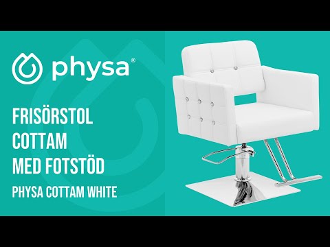video - Frisörstol Cottam med fotstöd - Sitthöjd 45–55 cm - 150 kg - Vit